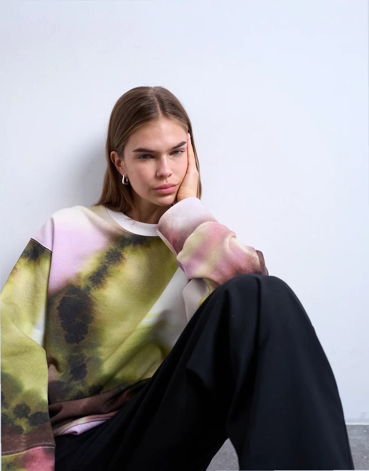 – Oversize-Sweatshirt in Rosa mit abstraktem Muster