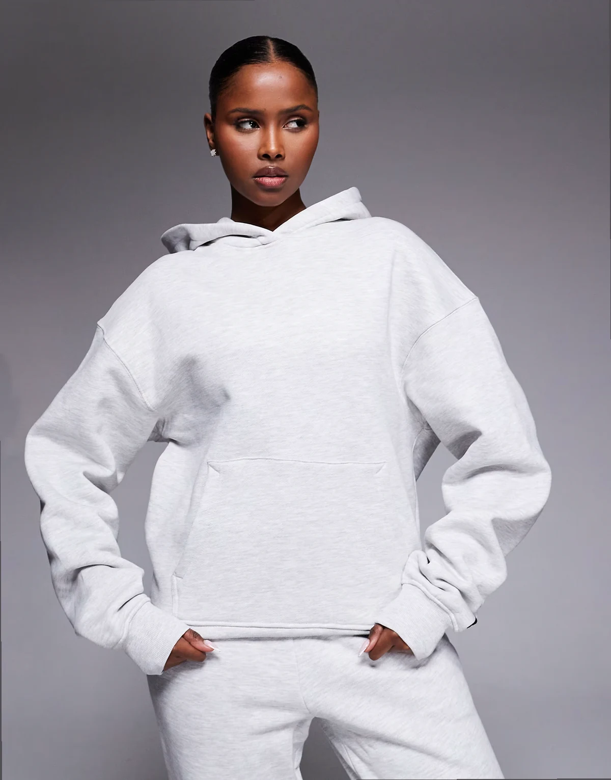 Icon Rest Day heavyweight 440gsm cotton cocoon oversized hoodie in light gray heather