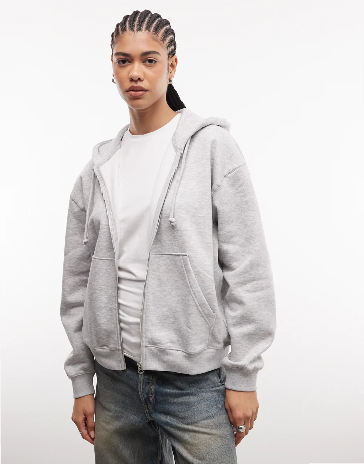 Danni scuba-style fabric zip hoodie in black