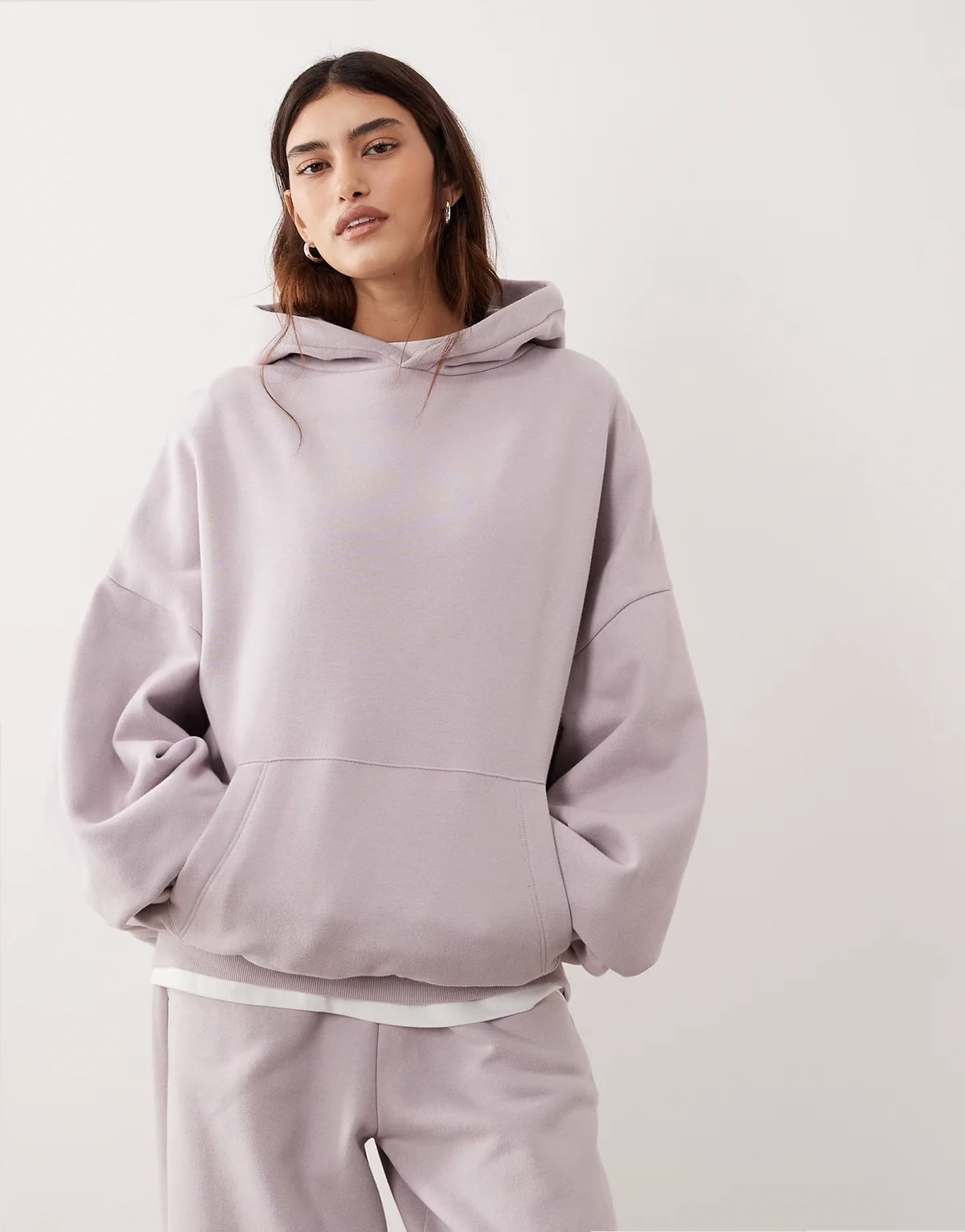 oversized premium heavy weight hoodie in soft lilac