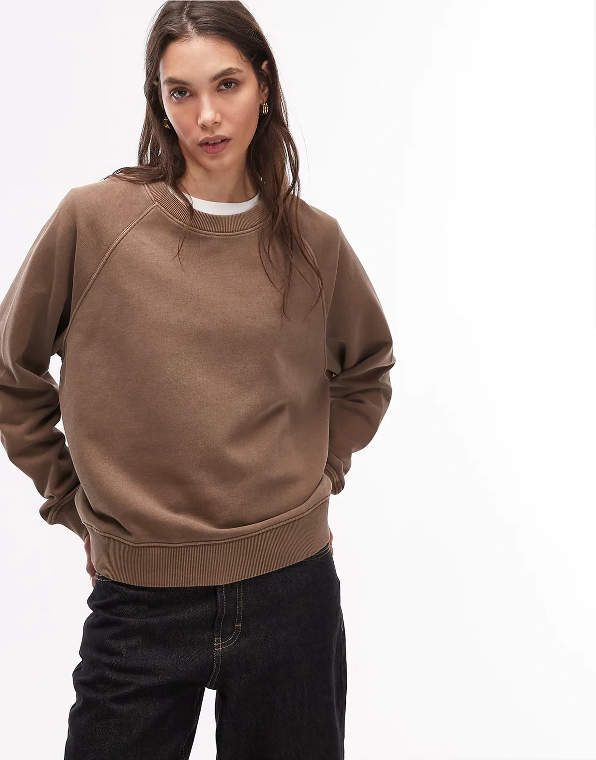 cotton terry sweatshirt in mushroom