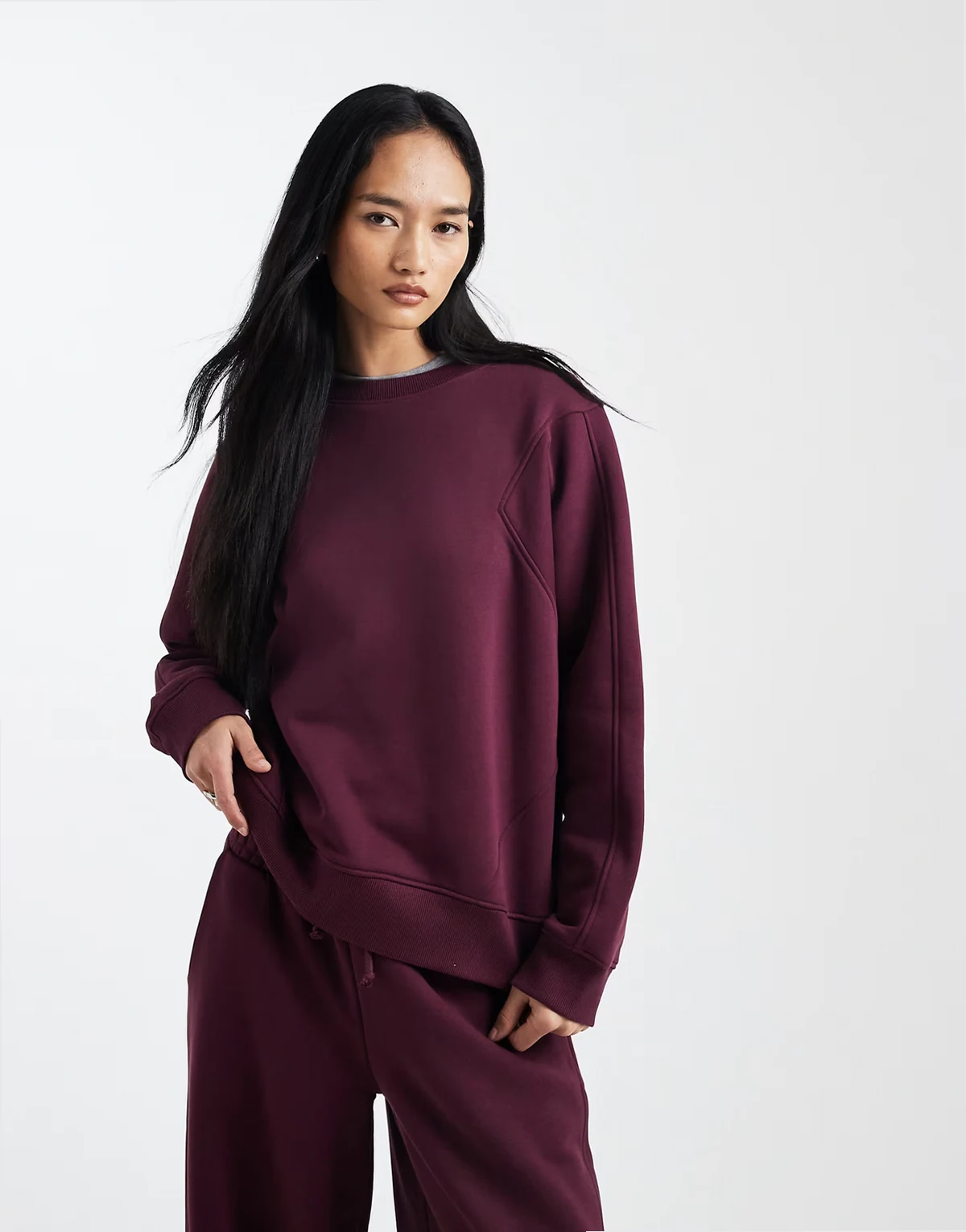 premium 500gsm seamed sweatshirt in fig