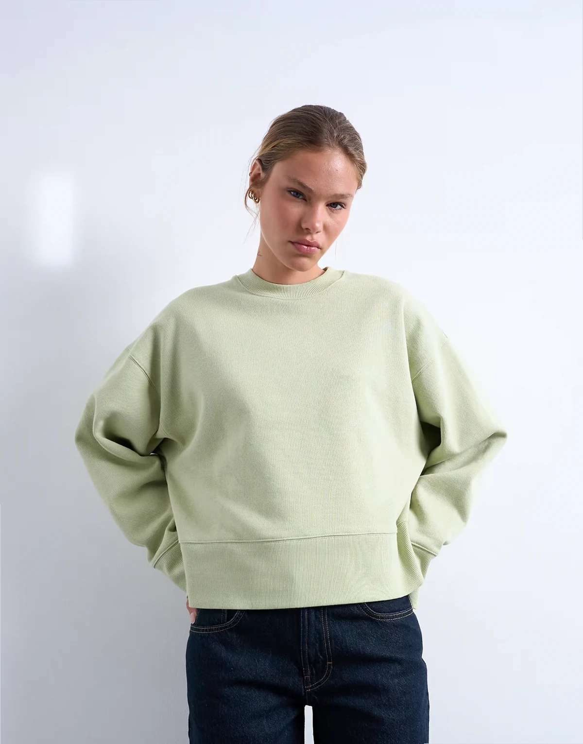 – Premium – Schweres Oversize-Sweatshirt in Hellgrün
