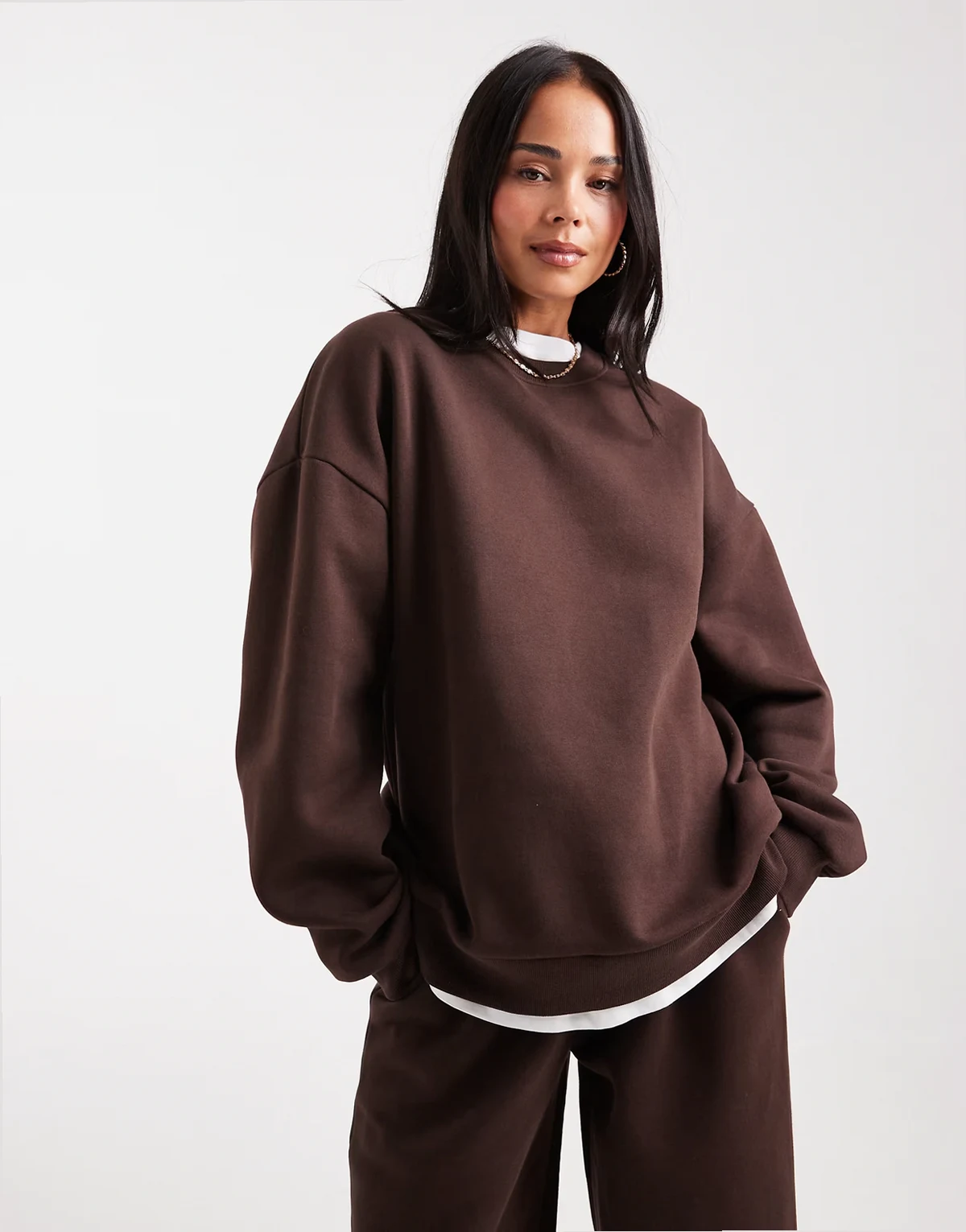 – Ultimate – Oversize-Sweatshirt in Schokobraun mit weicher Innenseite
