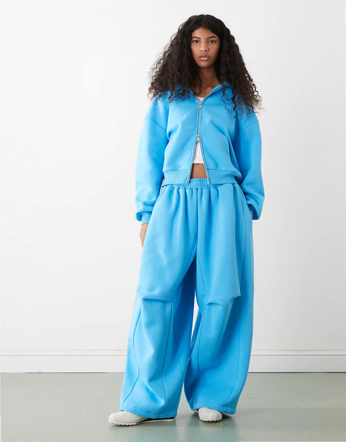 boxy zip up hoodie in blue - part of a set