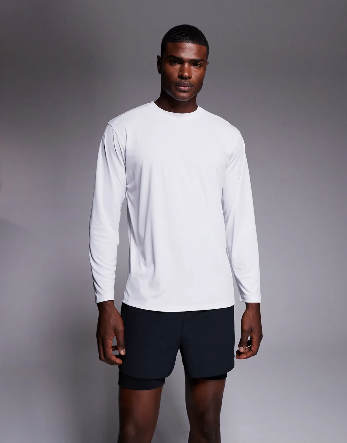 quick dry technical mesh relaxed fit long sleeve running t-shirt in white