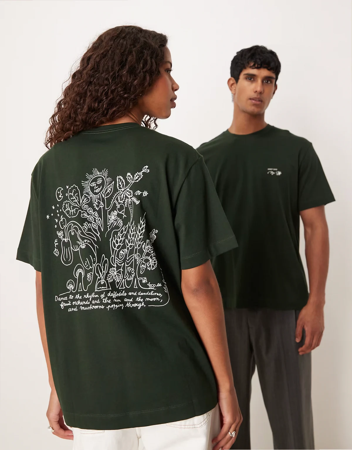 – Cafe – Ciemnozielony T-shirt unisex z nadrukiem na plecach