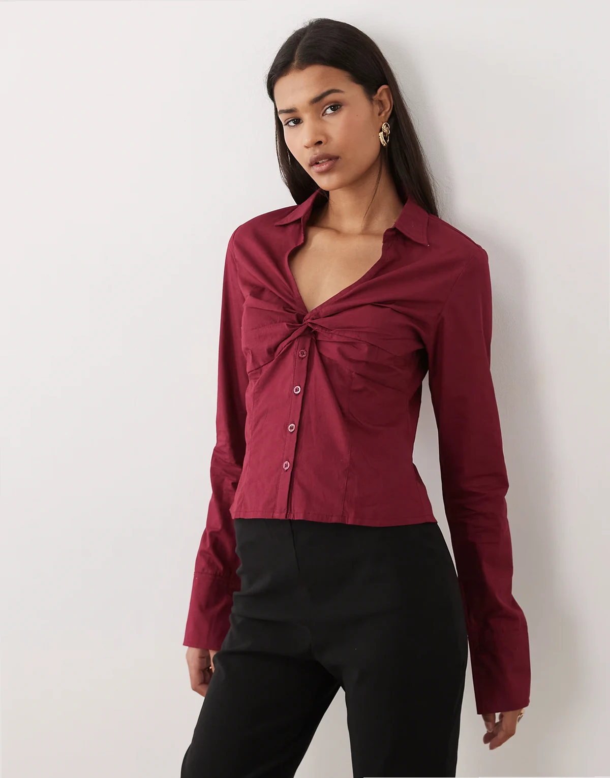 Karis button up shirt in burgundy