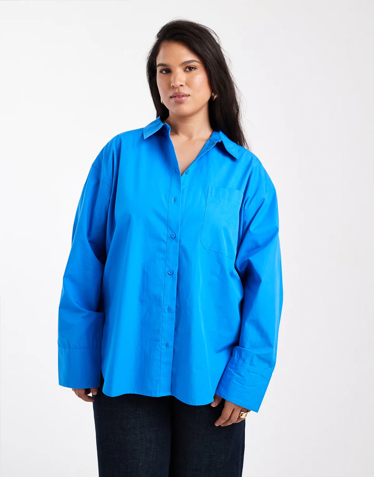 ASOS DESIGN Curve oversized shirt in blue