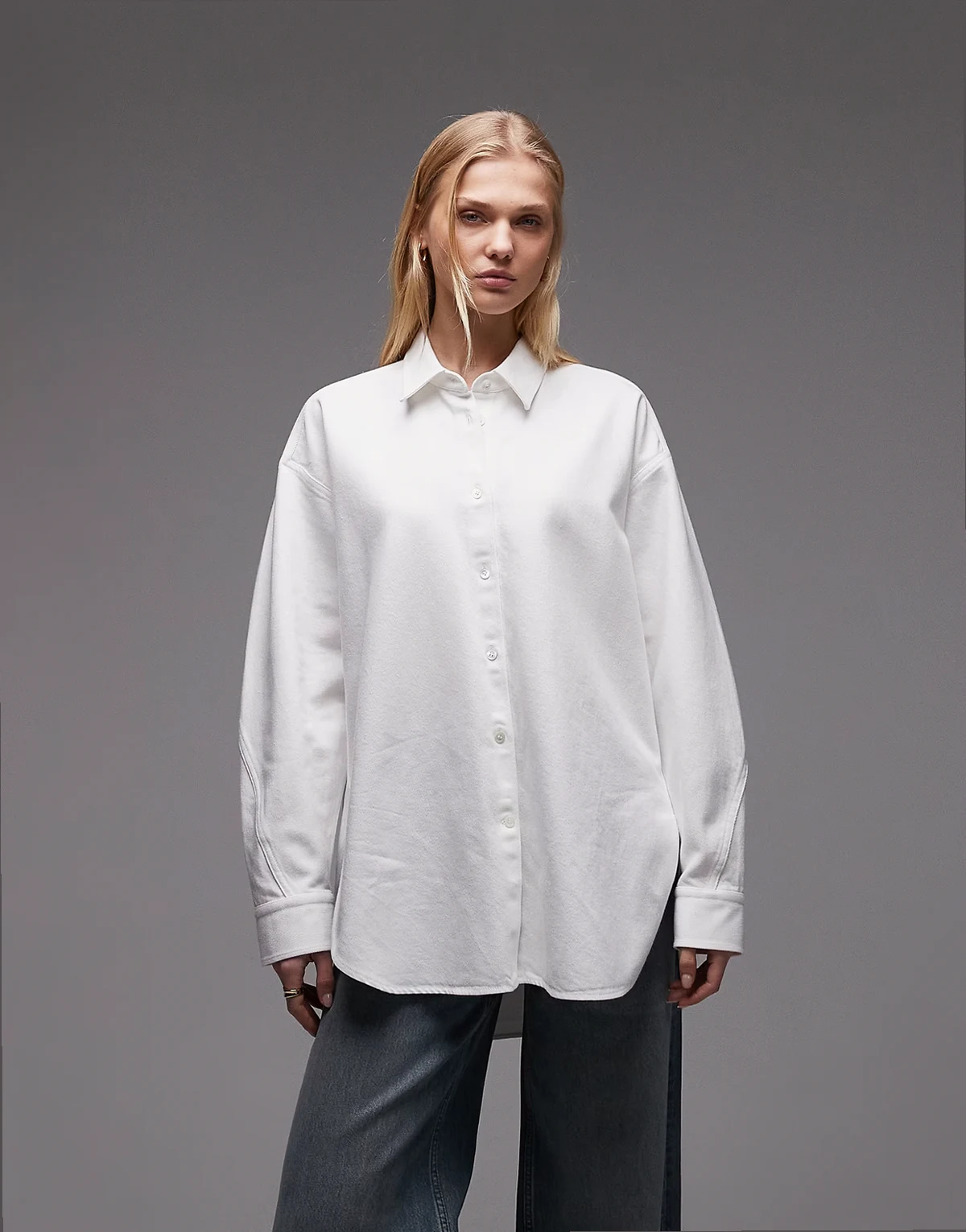 oversized denim shirt in white