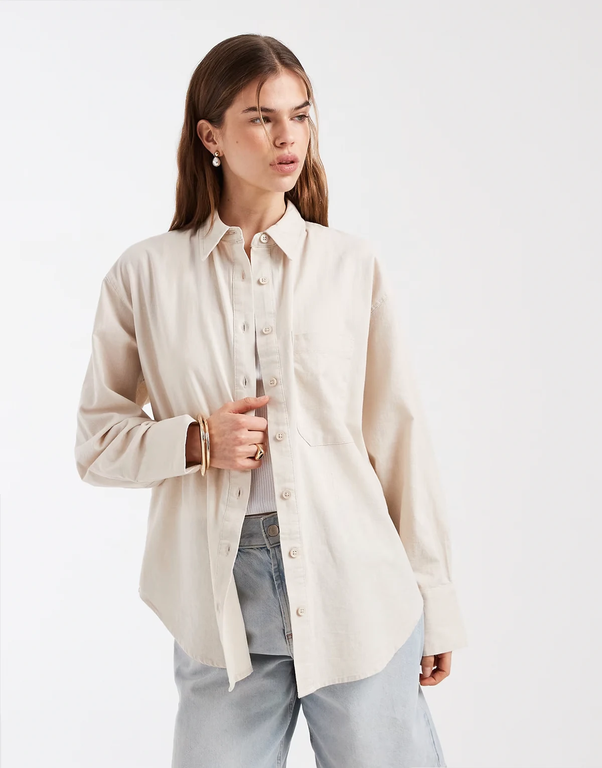 – Oversize-Leinenhemd in Natur