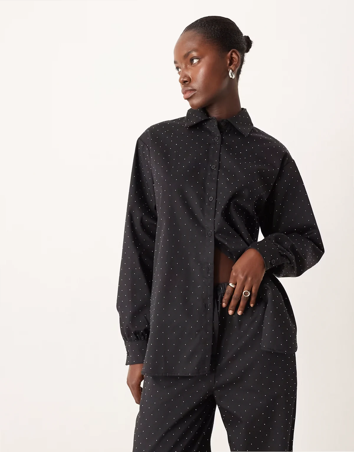 oversized hotfix shirt in black - part of a set