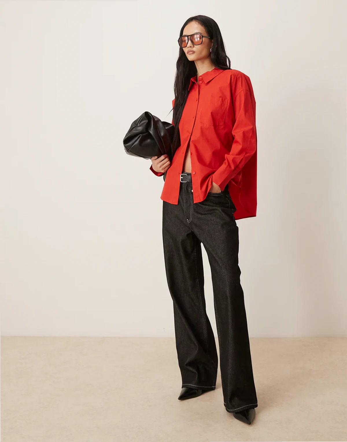 – Oversize-Arbeitshemd in Rot