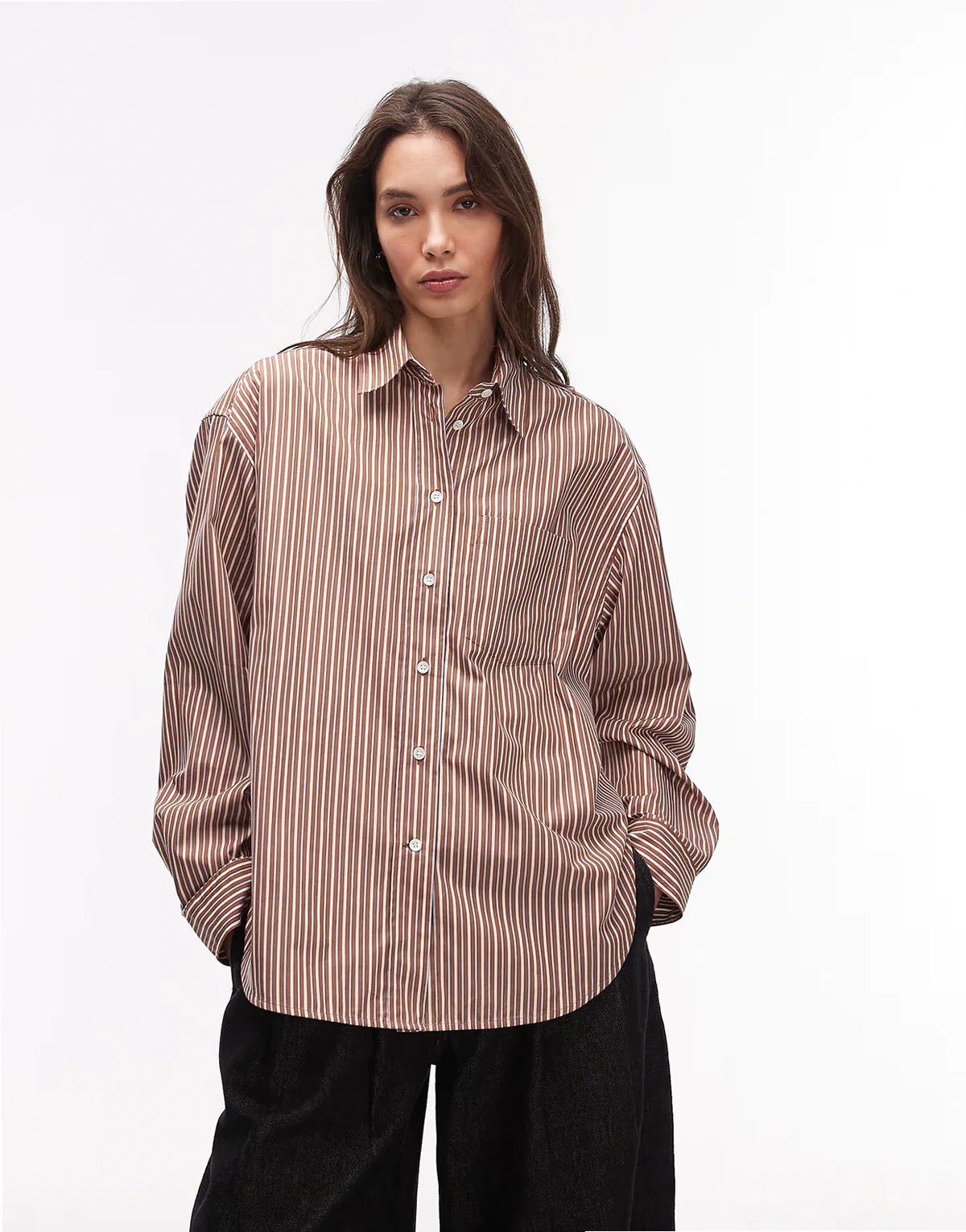 shirt in brown stripe