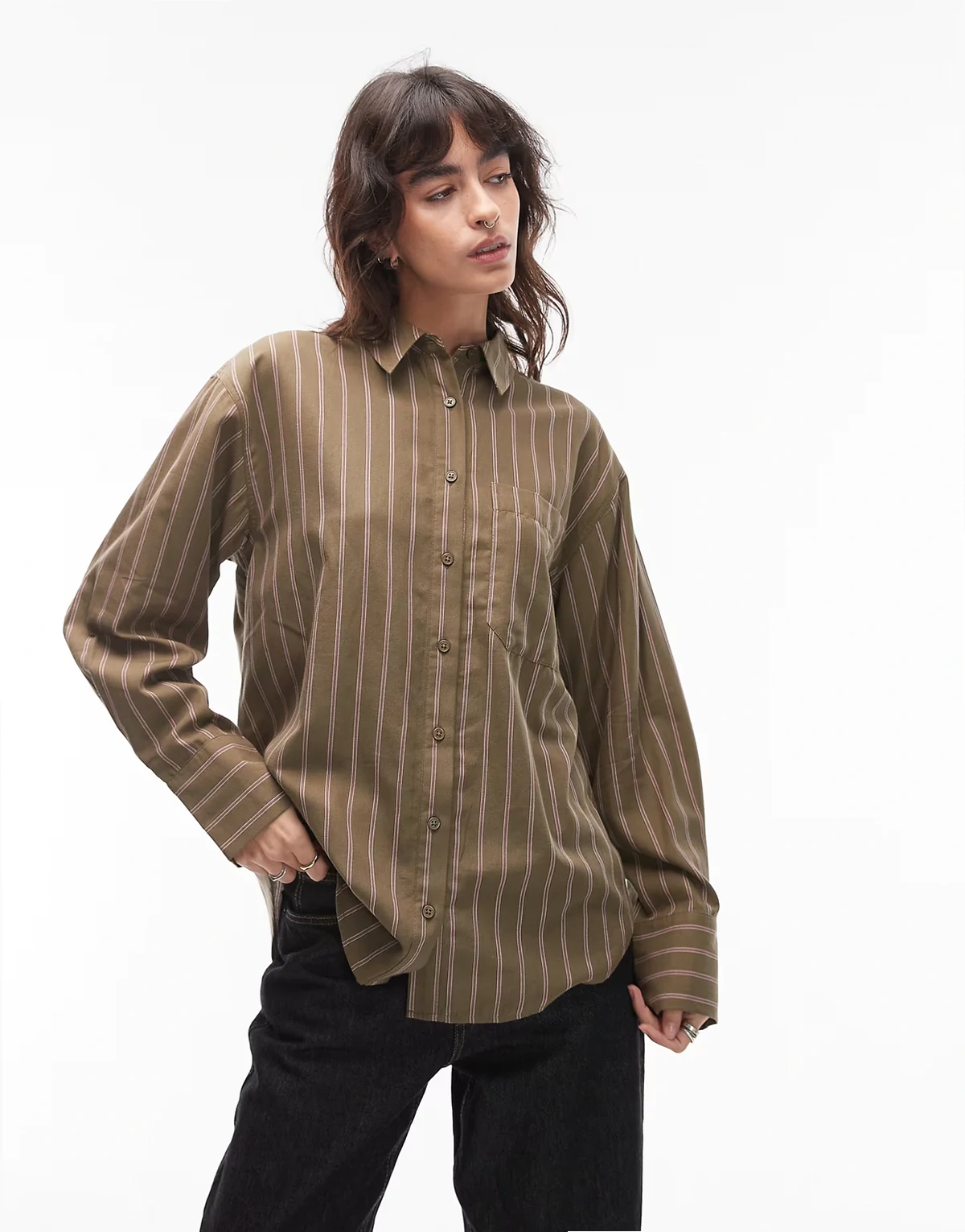 – Klassisches Baumwollhemd in Burgunderrot gestreift