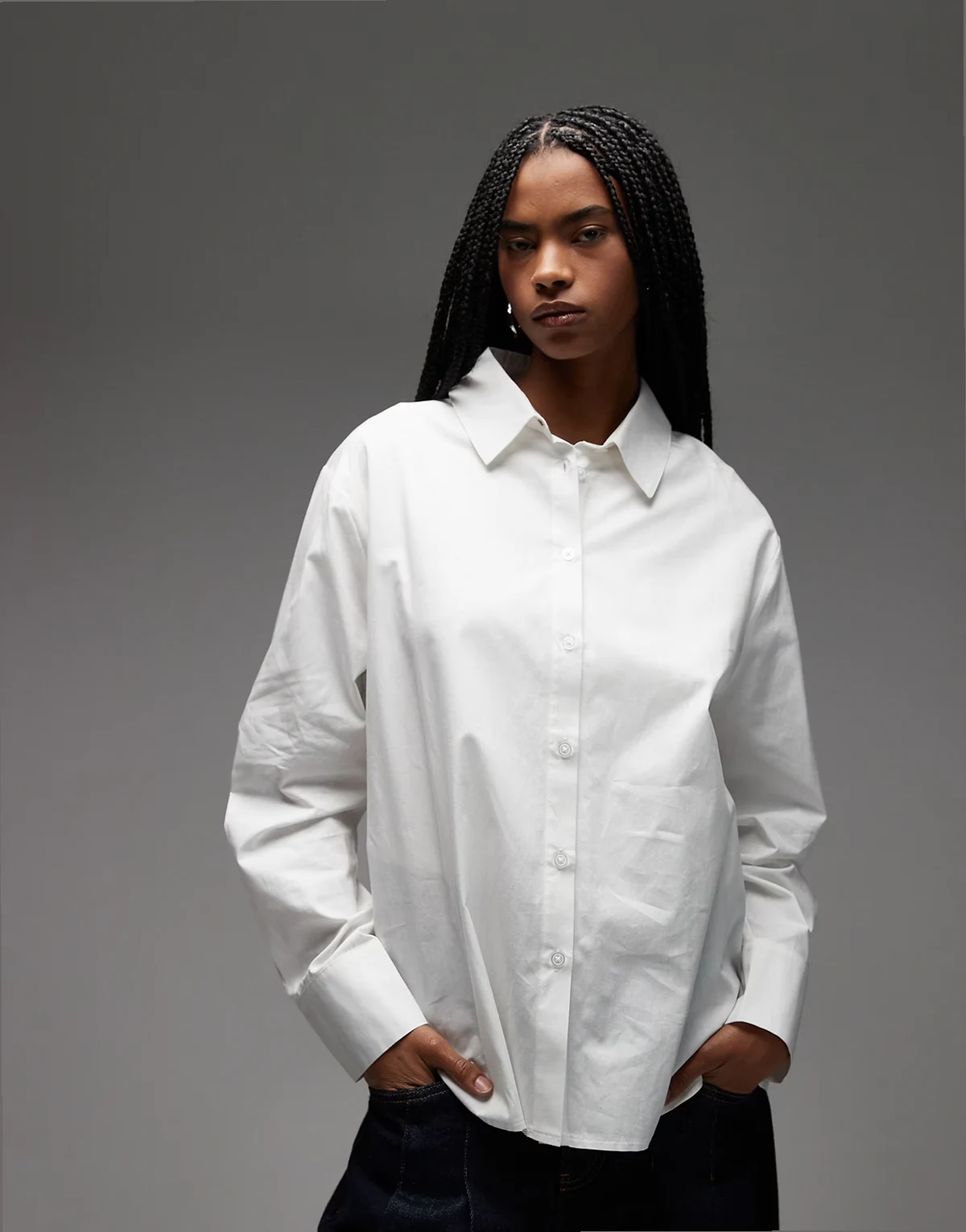 oversized long sleeve shirt in white