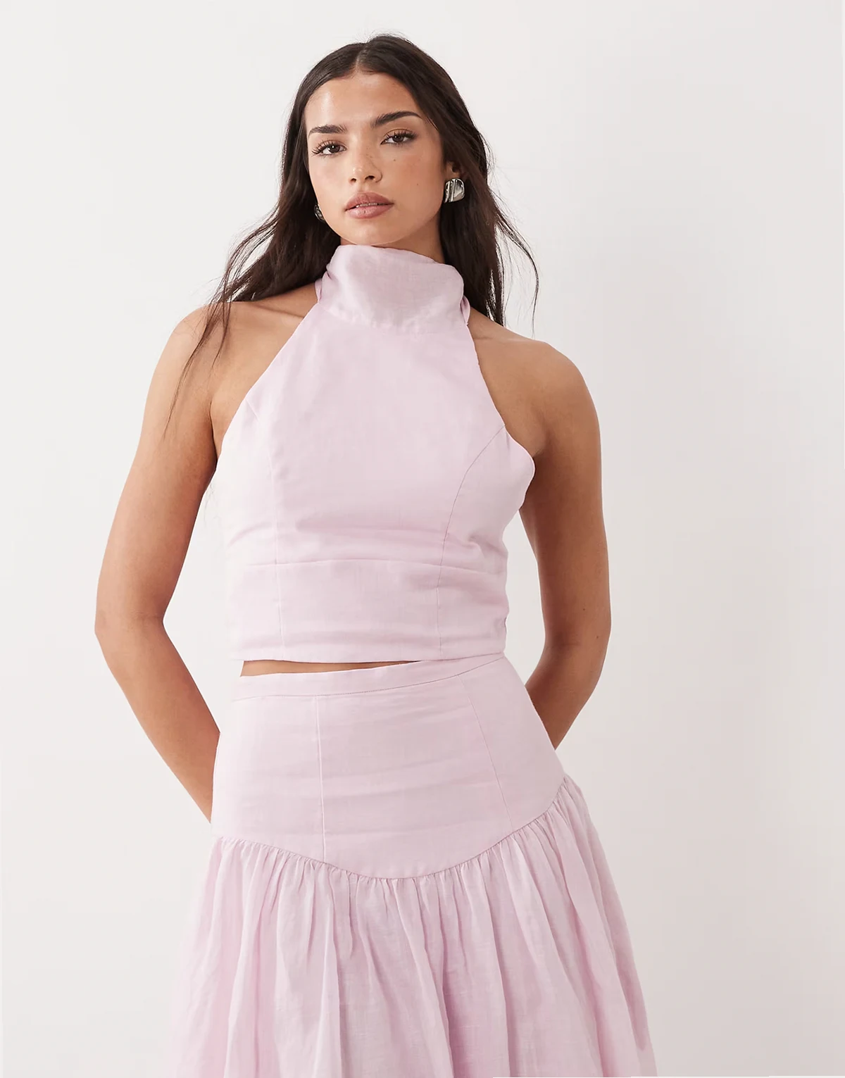 Harlow Ramie halter top in bliss pink - part of a set