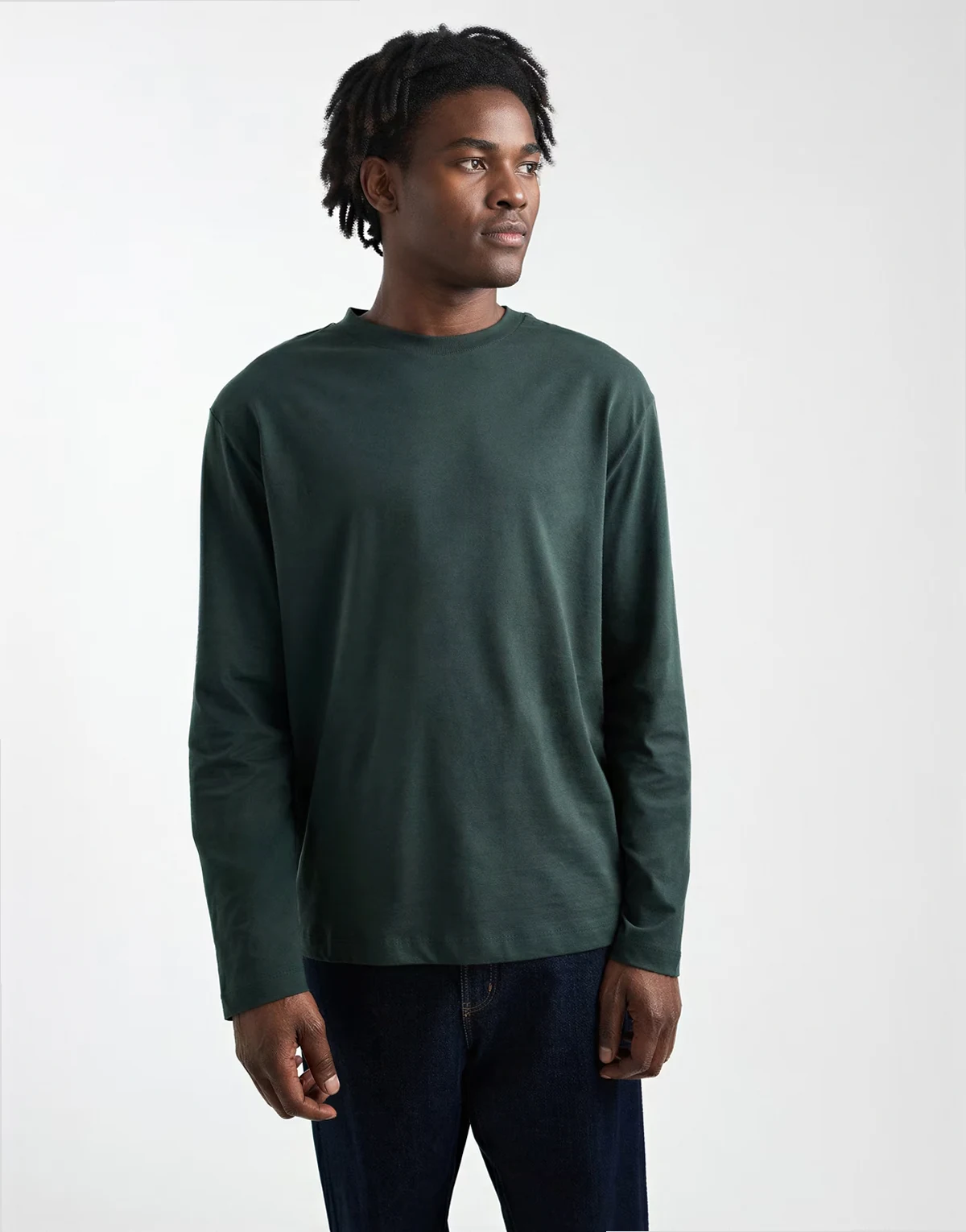 – Essentials – Zielony luźny T-shirt z długimi rękawami