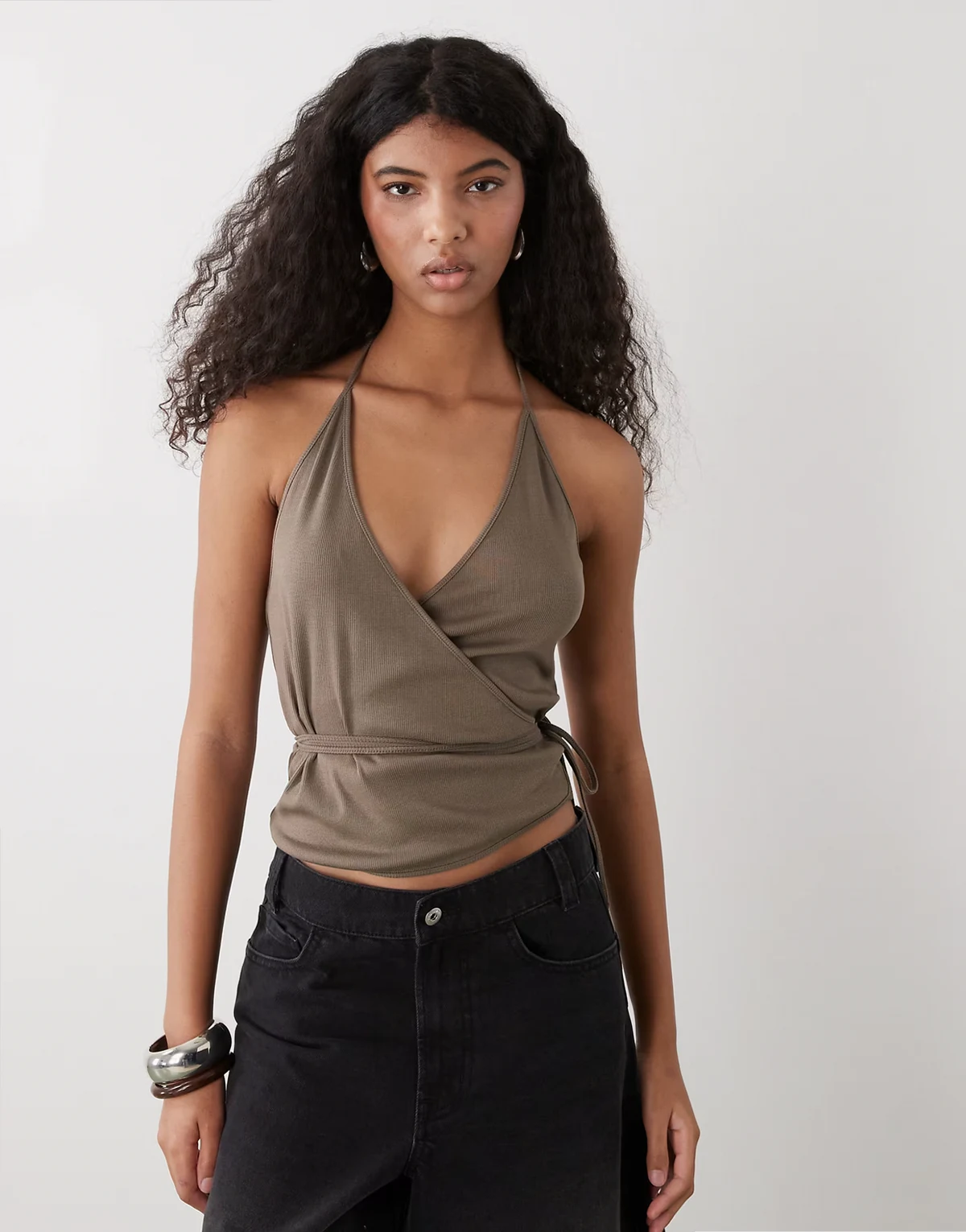 halter wrap top in mole
