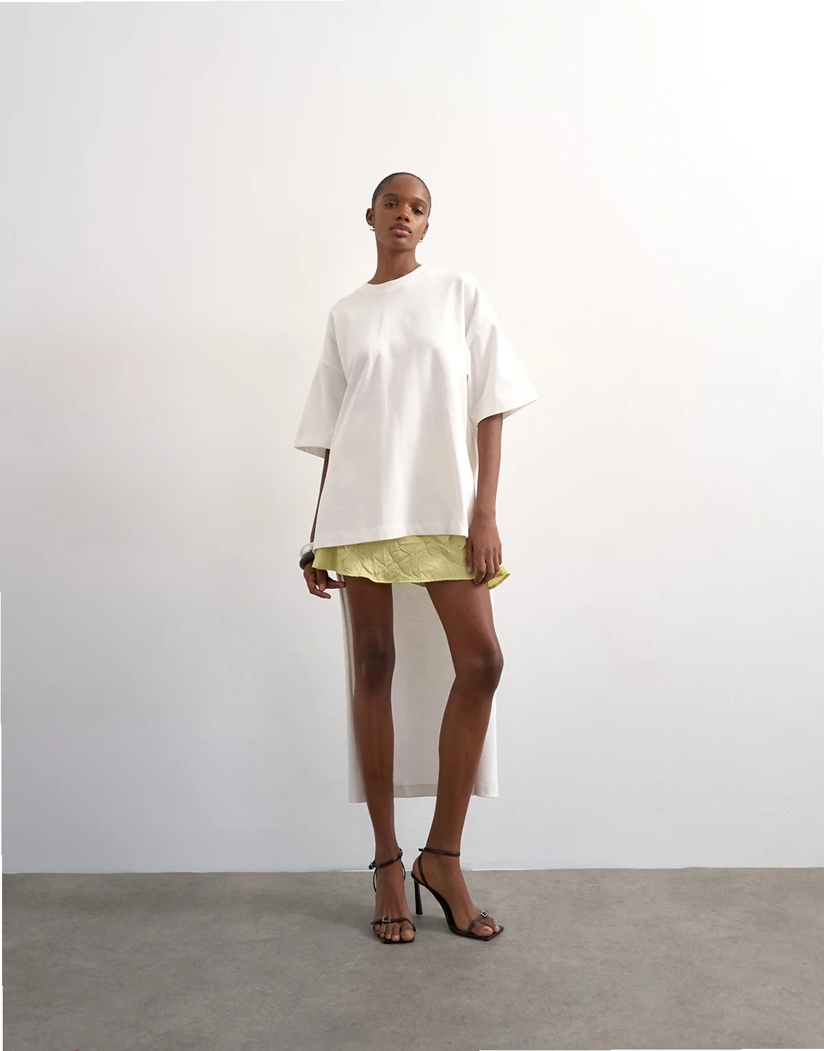 high-low hem oversized tunic t-shirt in ivory