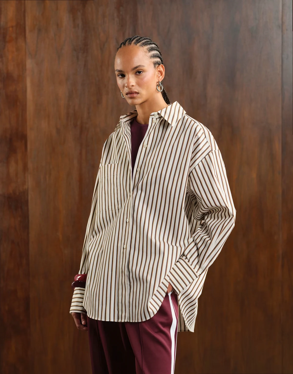 oversized shirt in two-tone stripe