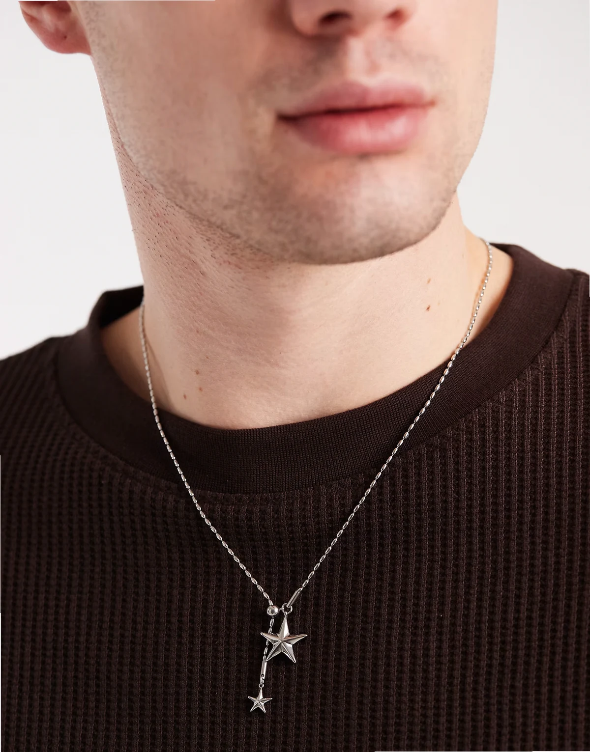 waterproof stainless steel adjustable star pendant necklace in silver