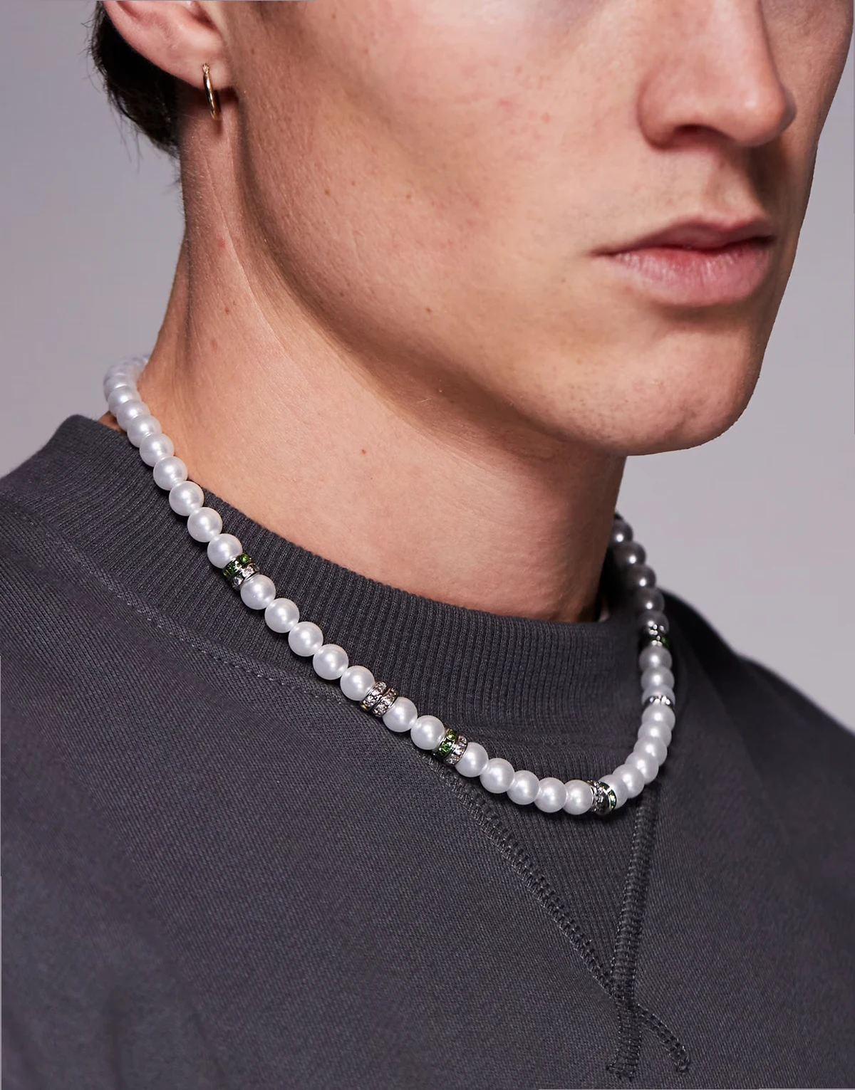 pearl & rondel necklace in silver