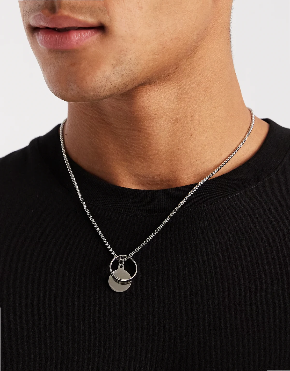multi pendant necklace in stainless steel