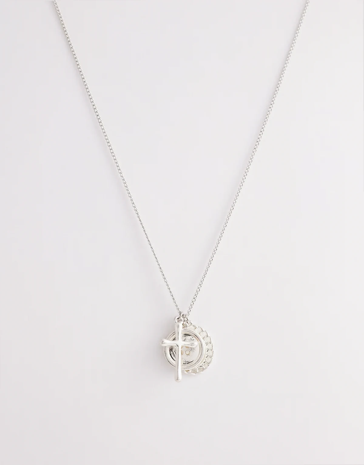 unisex cross charm necklace in silver