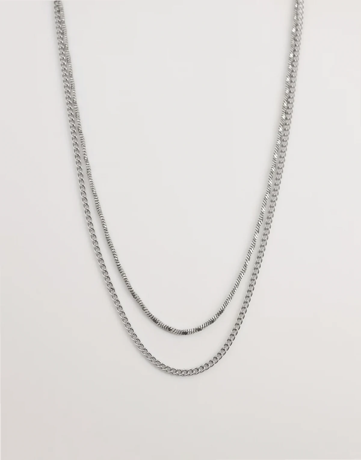 – 2er-Pack silberfarbene Halsketten