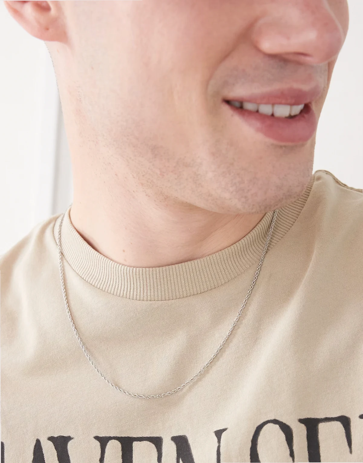 thin rope chain necklace in silver