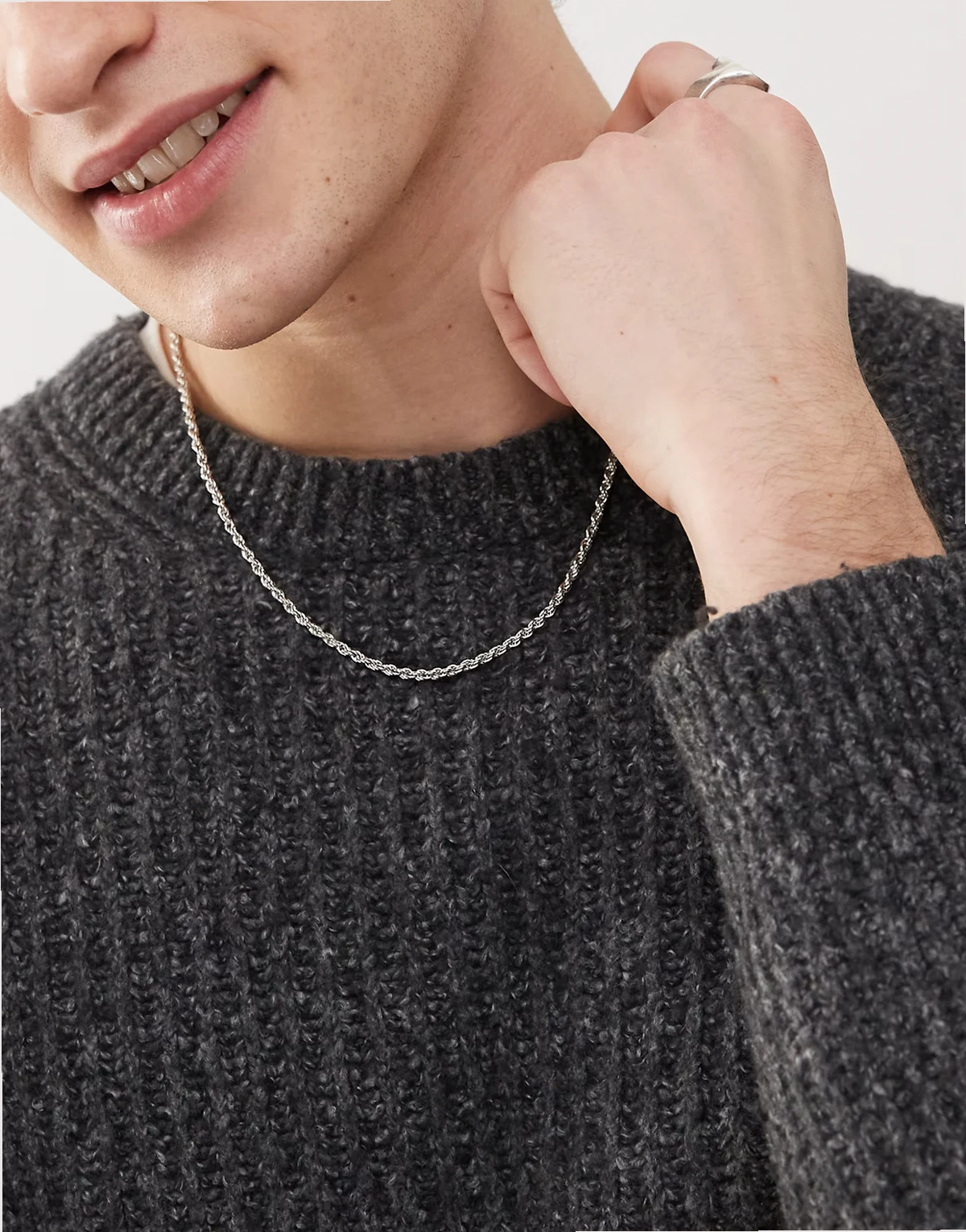 rope chain necklace in silver