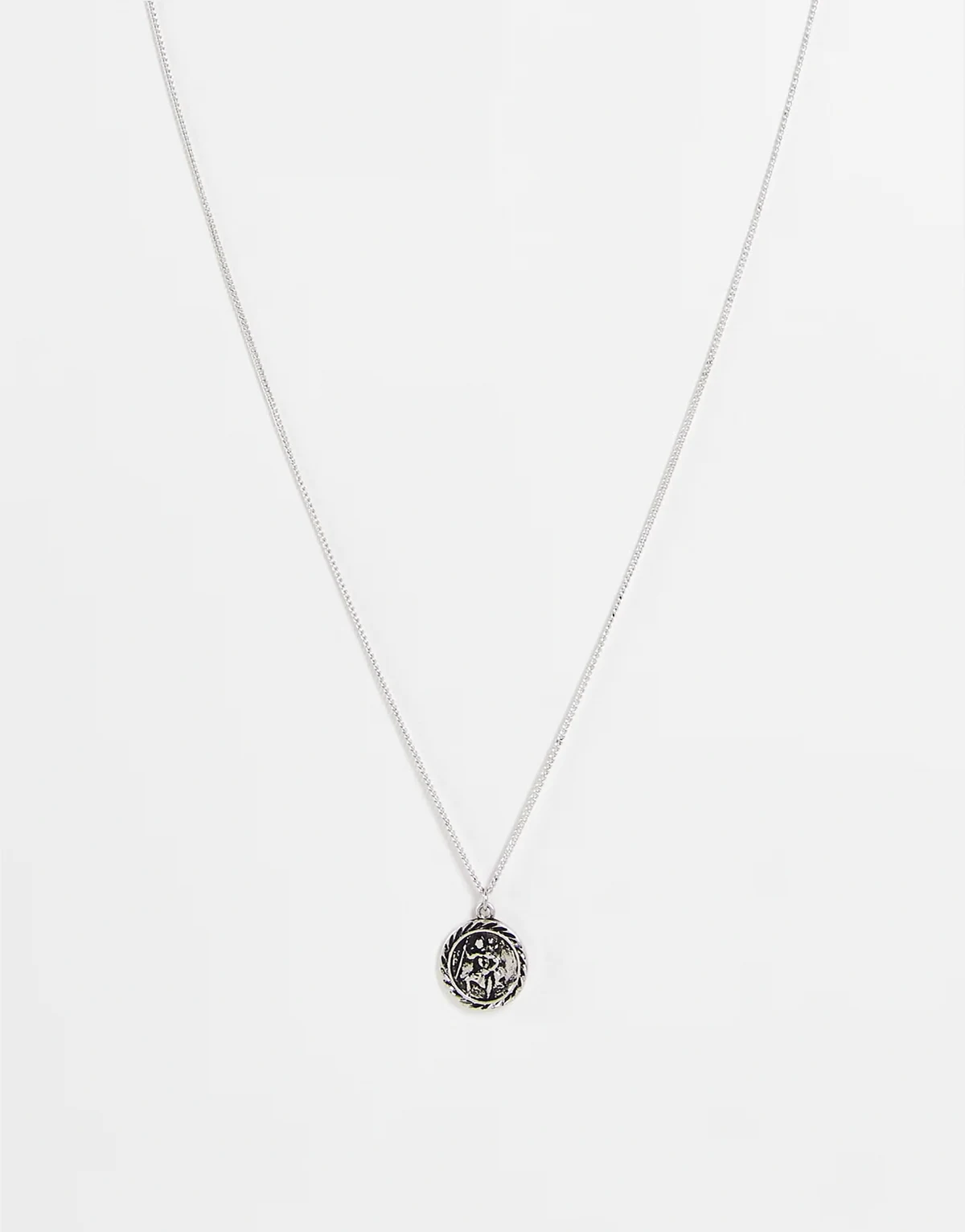 unisex St Christopher pendant necklace in burnished silver