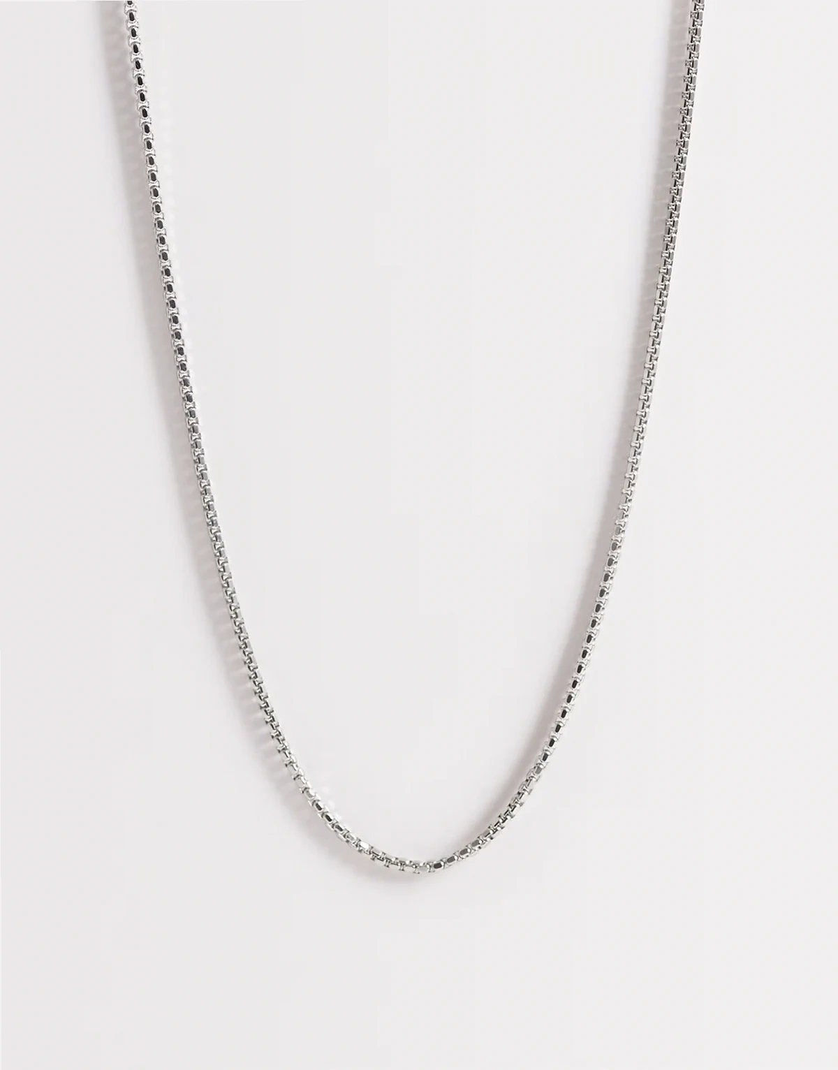 waterproof stainless steel skinny box chain necklace in silver tone