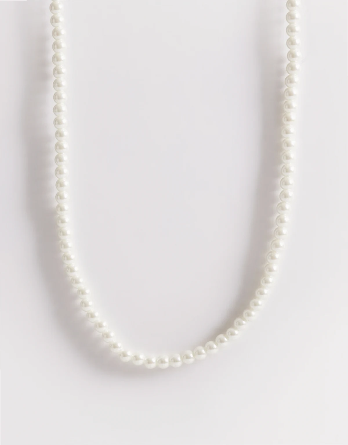 festival short 6mm glass faux pearl necklace in white