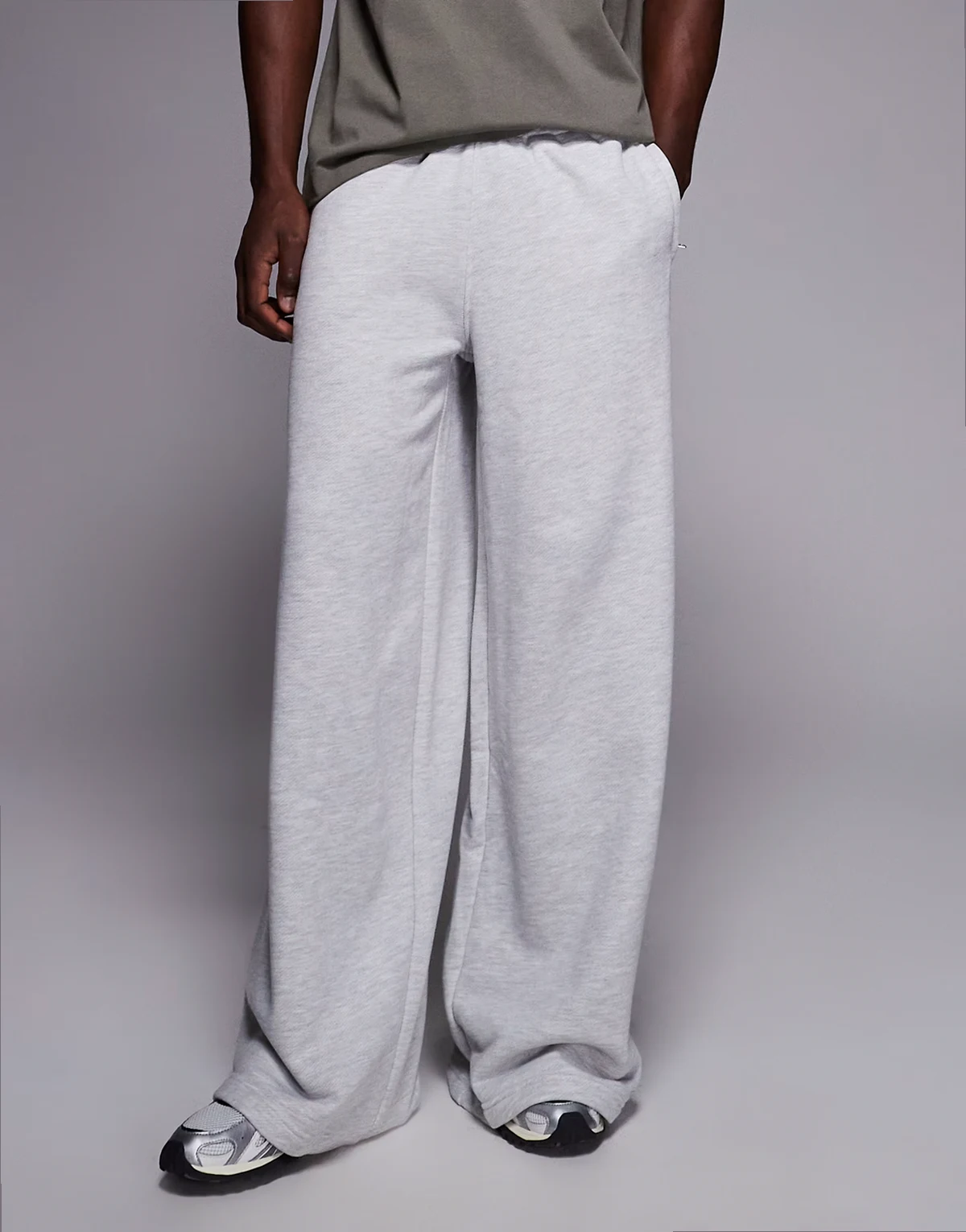Rest Day heavyweight 440gsm cotton super oversized sweatpants with zip pockets in light gray heather