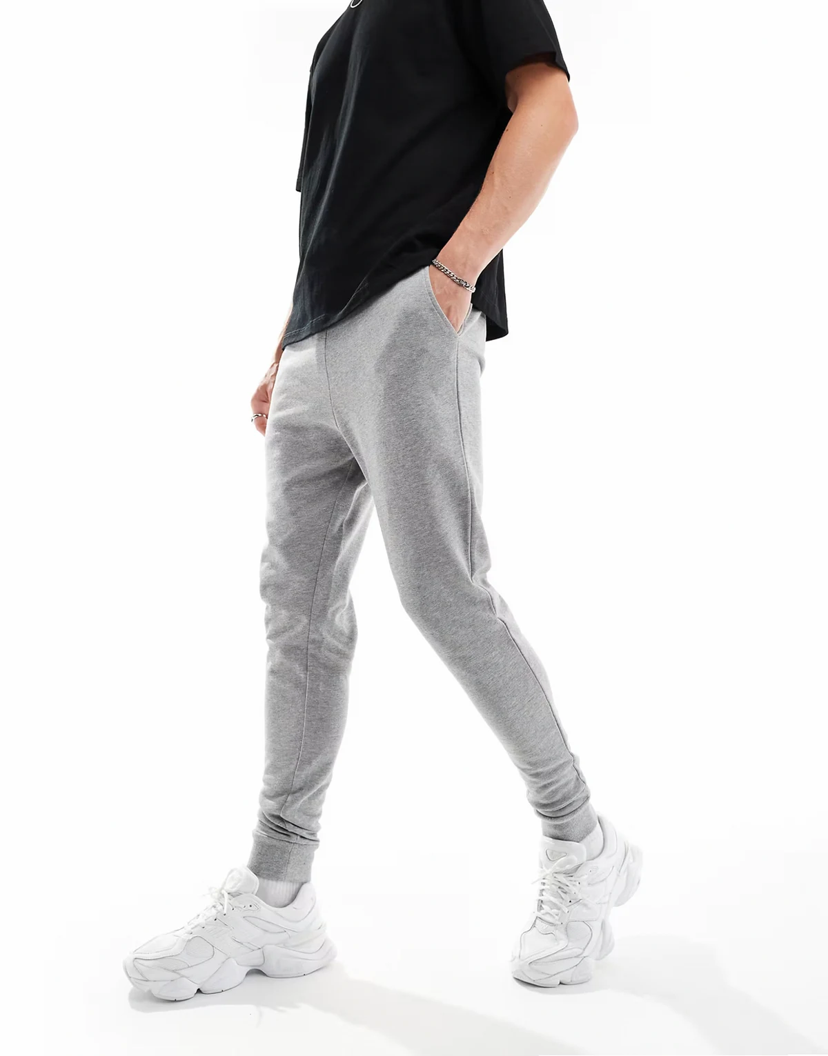 essential slim sweatpants in heather gray