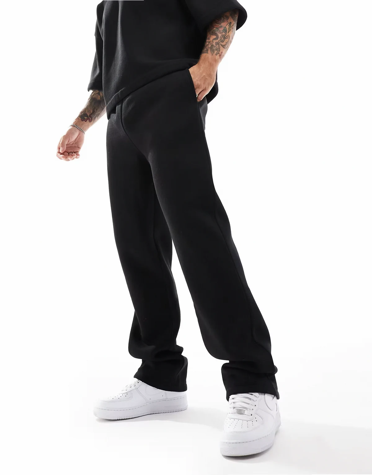 straight leg sweatpants in black - part of a set