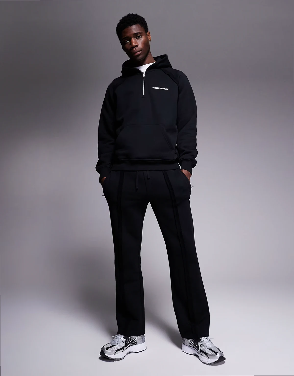 raw seam sweatpants in black - part of a set