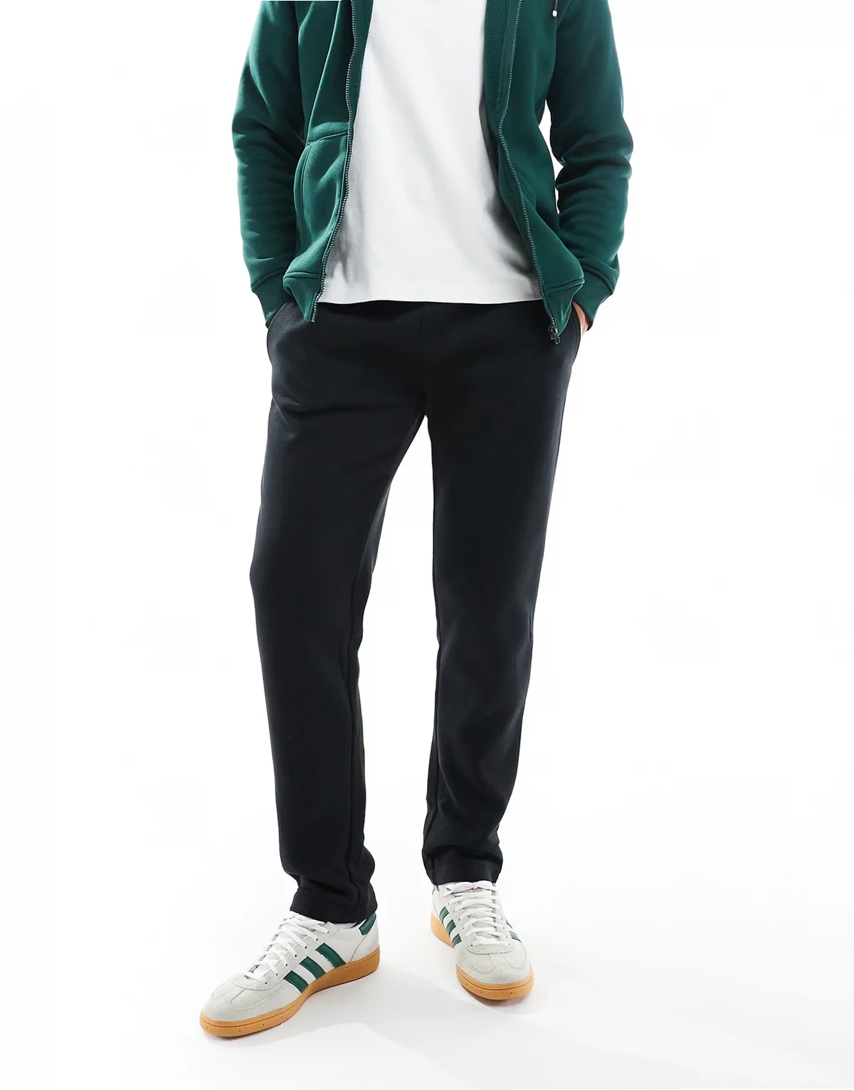 straight leg sweatpants with drawstring waist in black