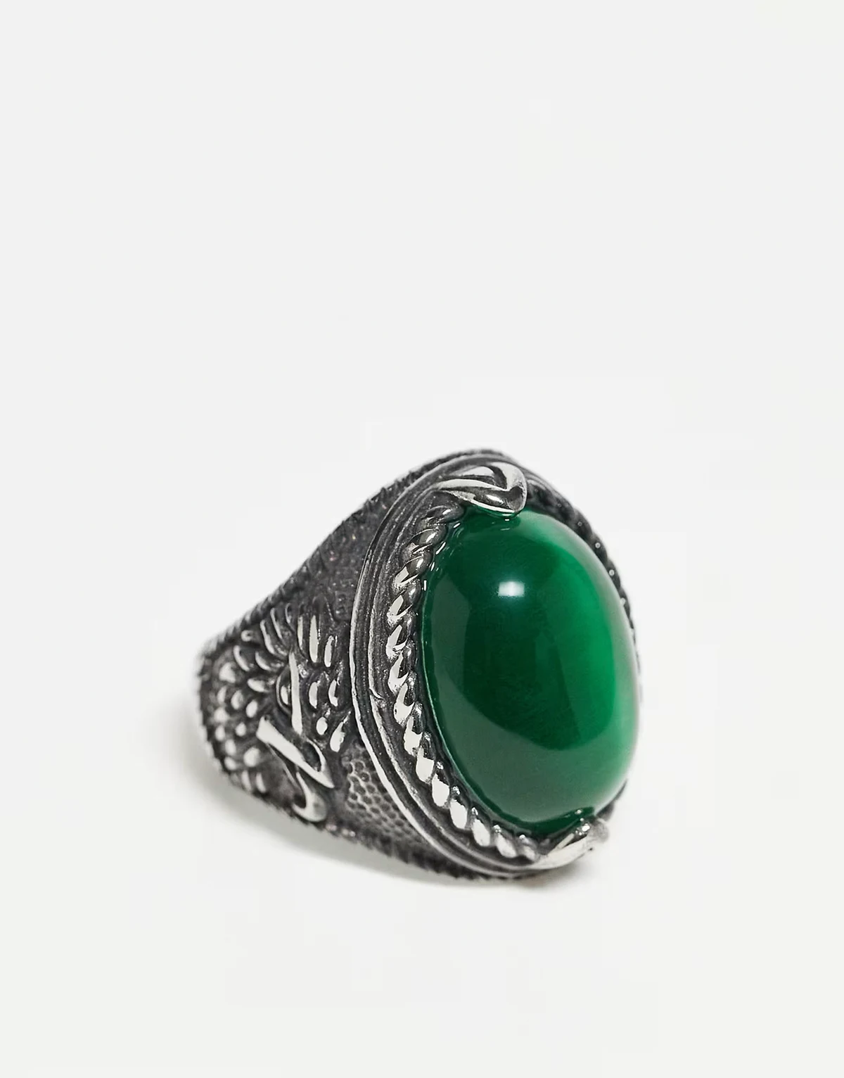 – Unisex-Ring aus wasserfestem Edelstahl in Silberoptik mit Schmuckstein