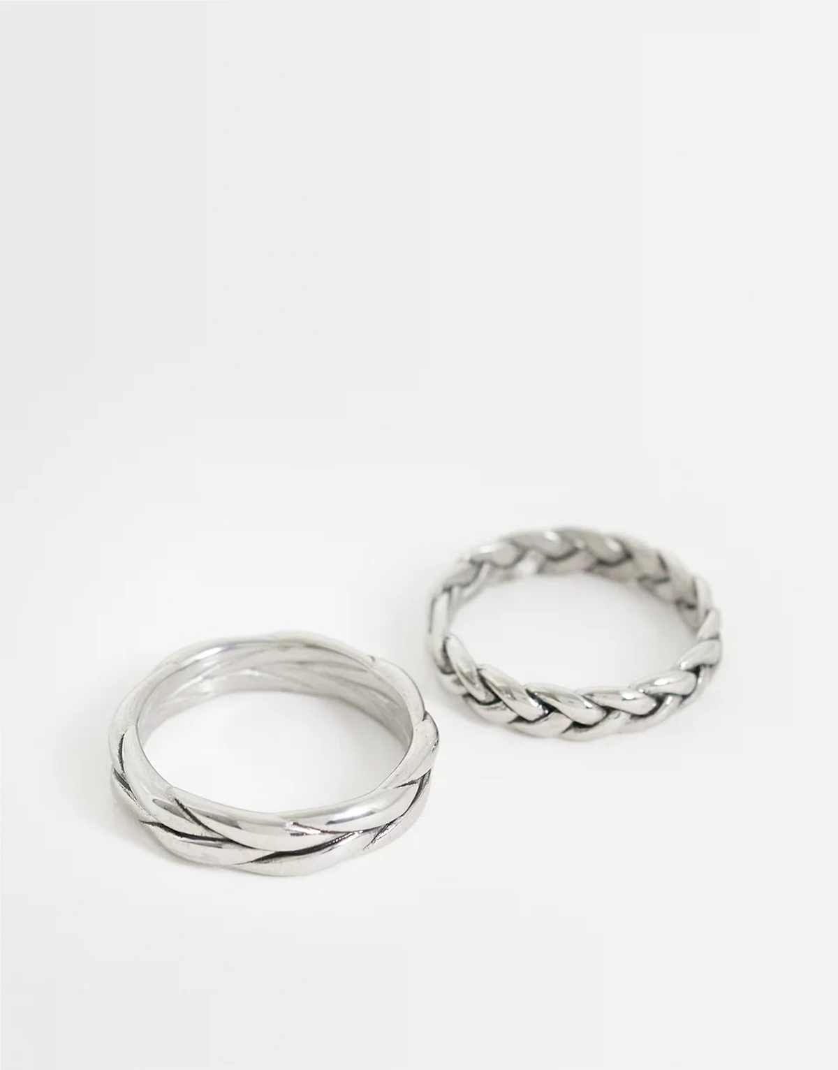 – 2er-Pack geflochtene Ringe aus wasserfestem Edelstahl in Silberoptik