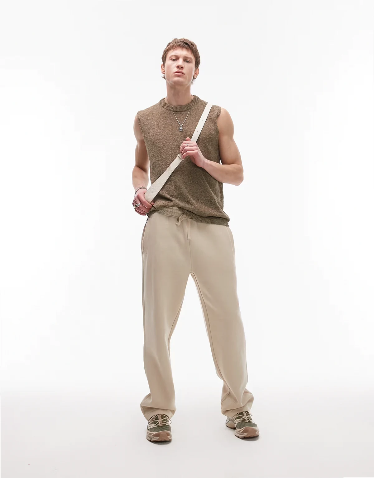 straight leg sweatpants in stone