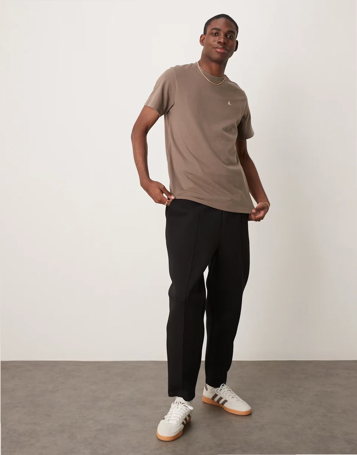 heavyweight tapered sweatpants with pleat detail in scuba-style fabric in black