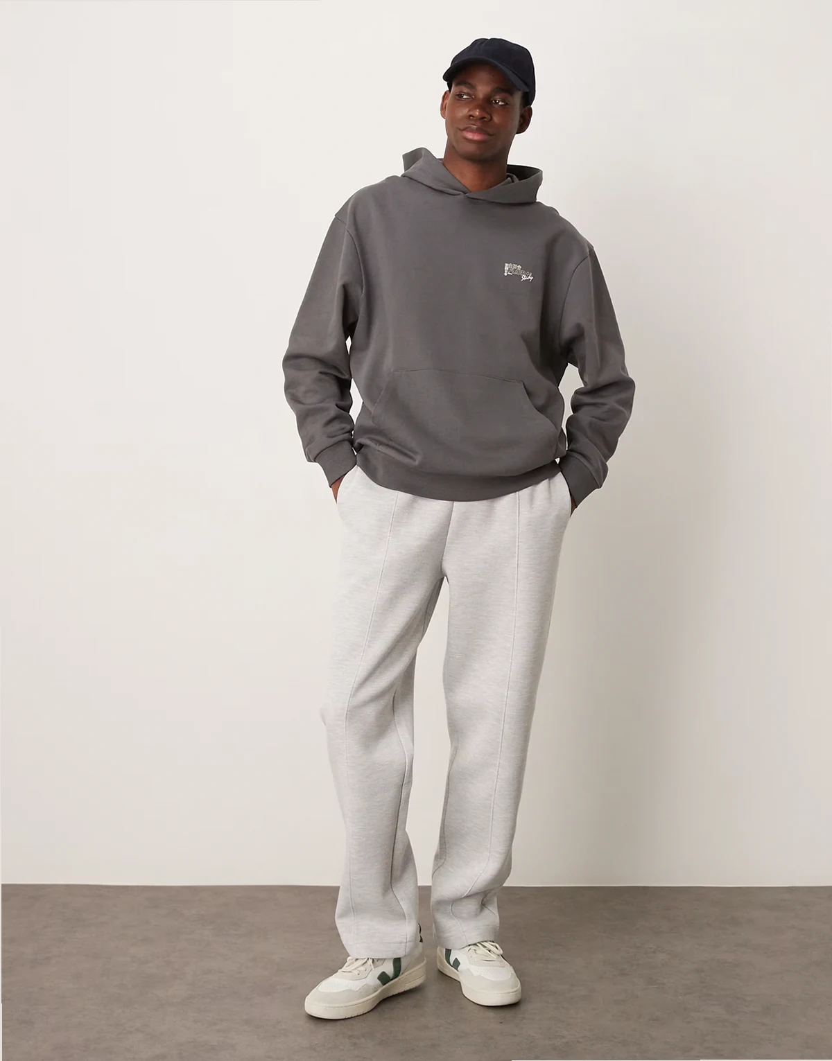 heavyweight straight sweatpants in scuba-style fabric in gray heather