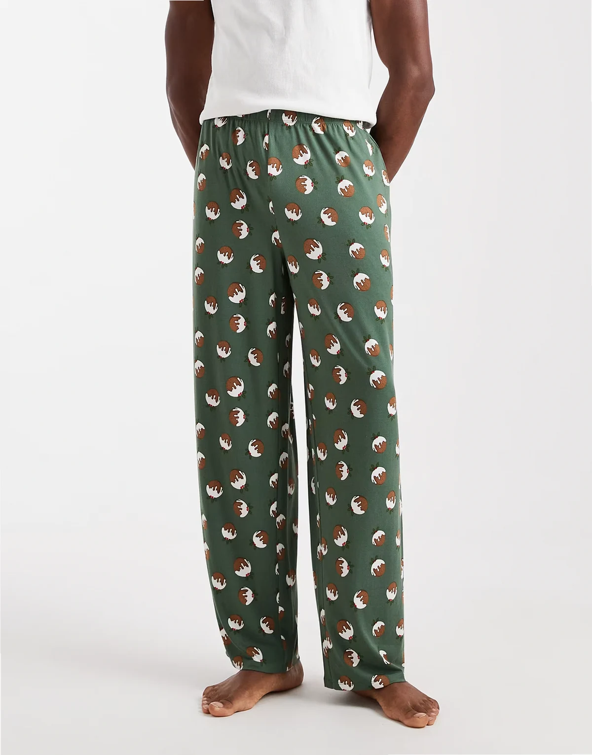 Christmas pudding pajama pants in green