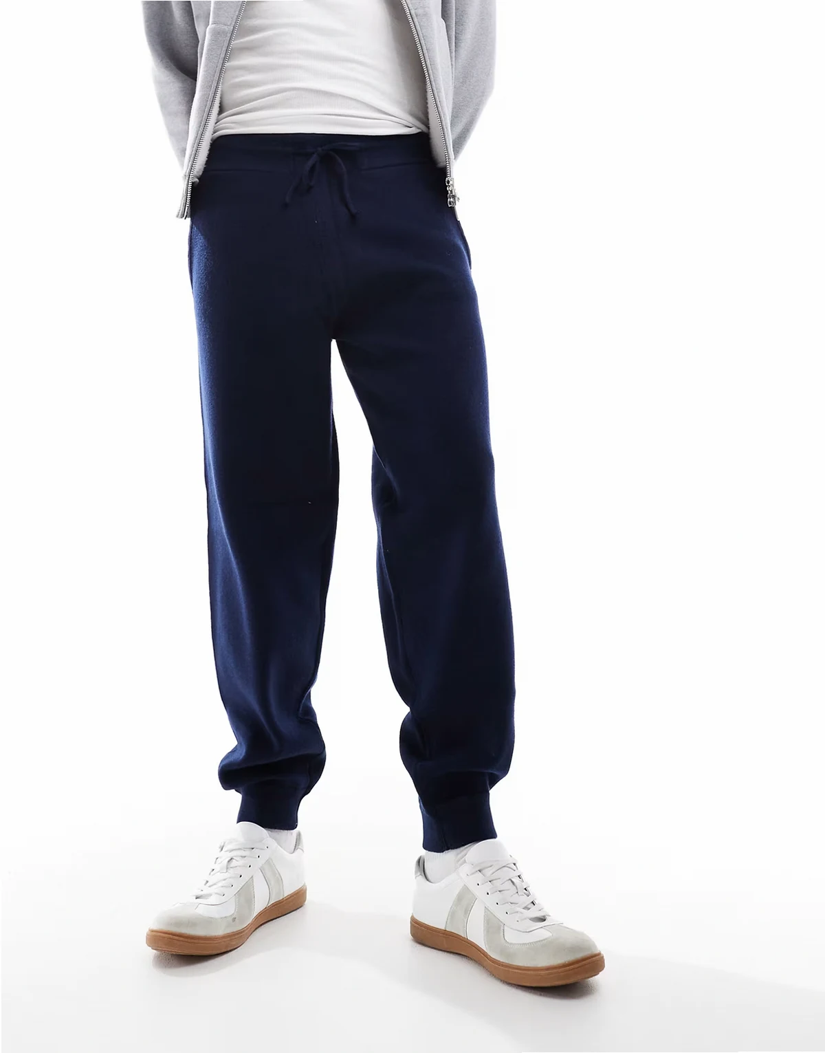 Premium – Gestrickte Lounge-Jogginghose in Marineblau