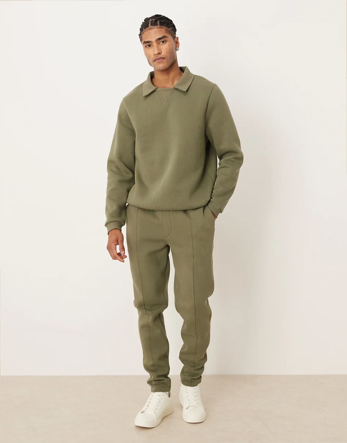 skinny sweatpants with pintucks in green