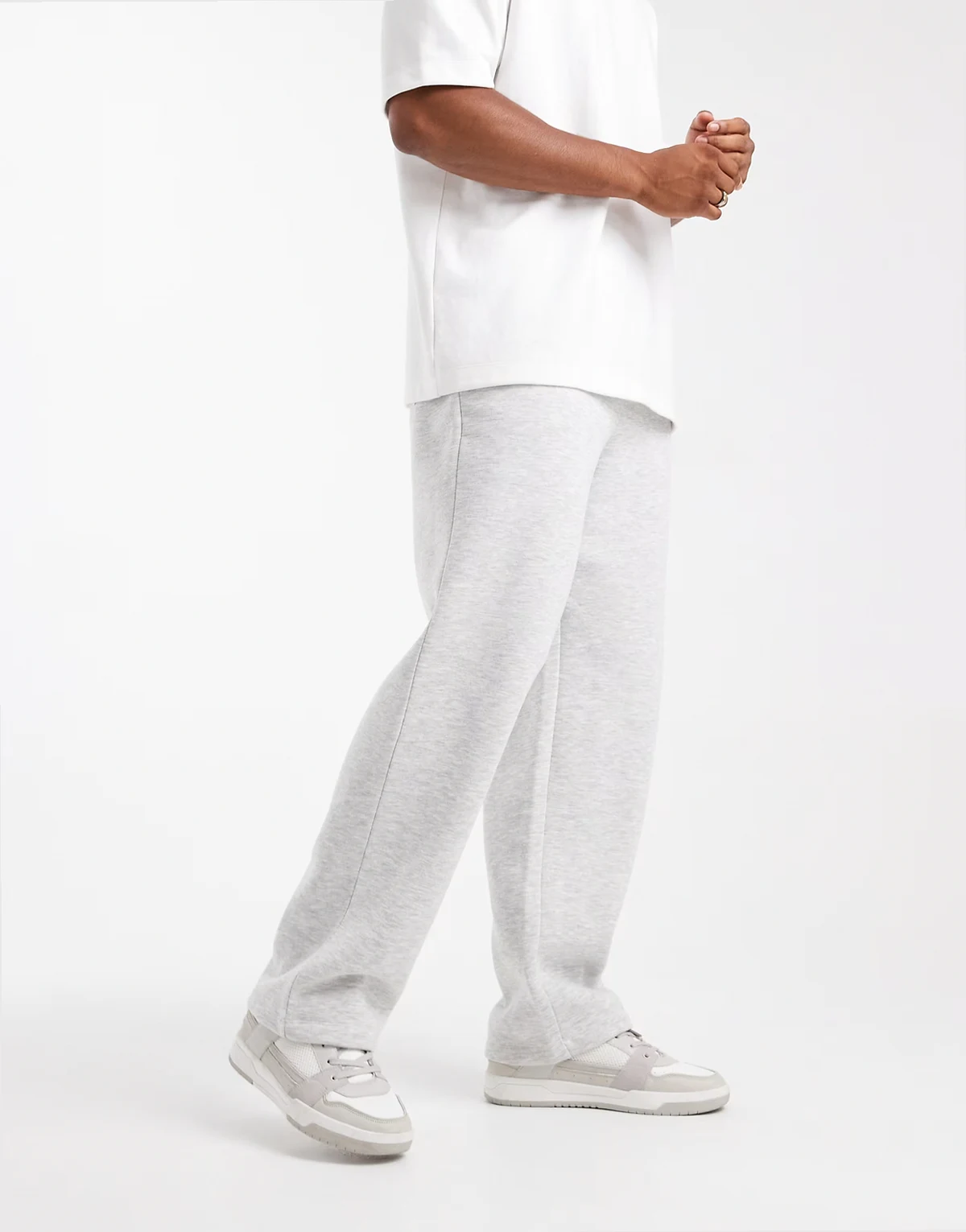 essentials wide leg sweatpants in white heather