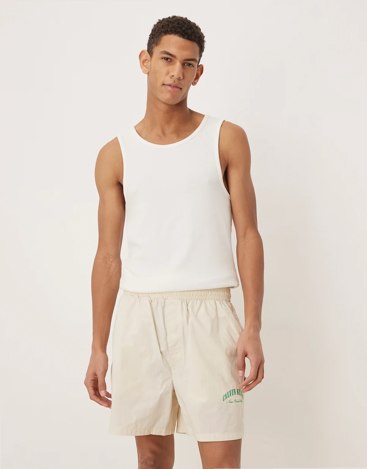 – Heritage Crest – Pyjama-Shorts aus Popeline in gestreiftem Weiß, Kombiteil